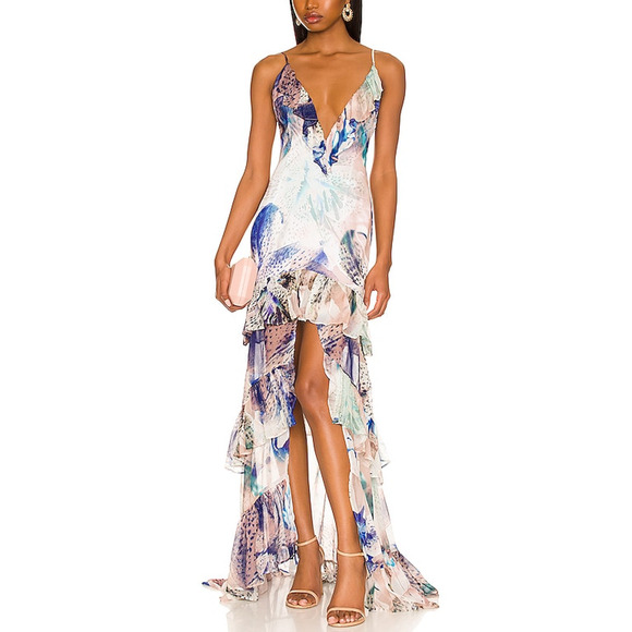 Katie May Always 'Overdressed' White V Neck Gown Size S